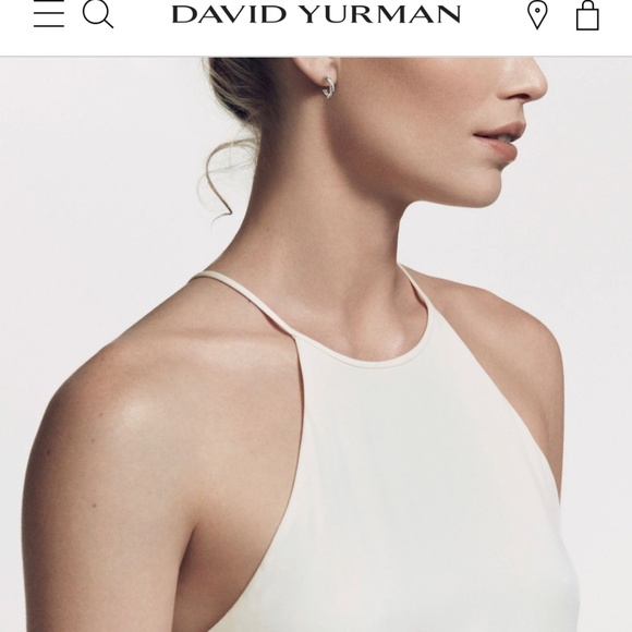 David Yurman huggie hoop earrings silver diamonds - Picture 5 of 6